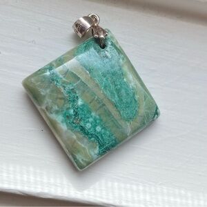 Jade Stone Pendant with 925 Silver Bale